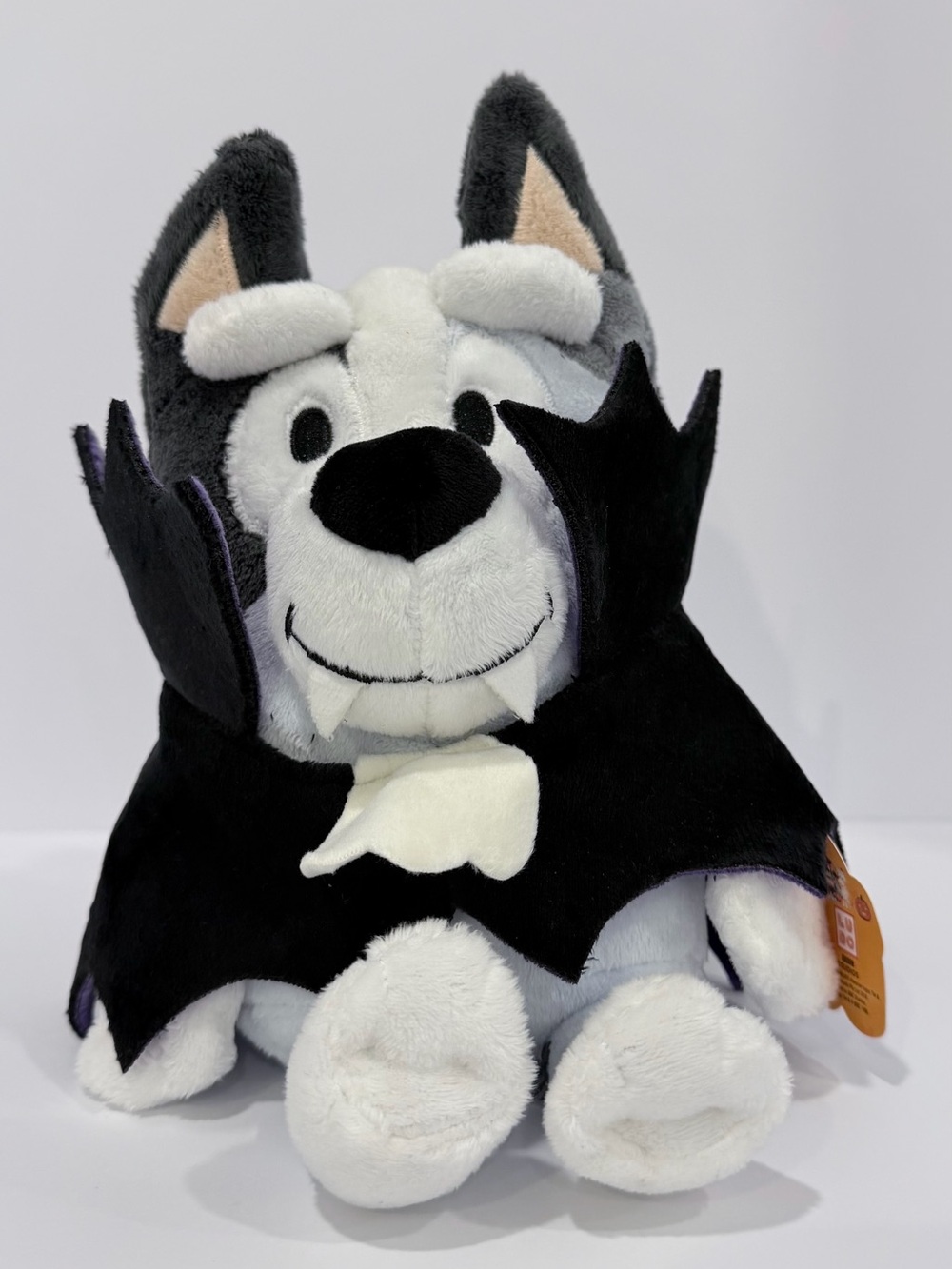 Plush Husky in Black & White Vampire Cape - Soft Stuffed Animal